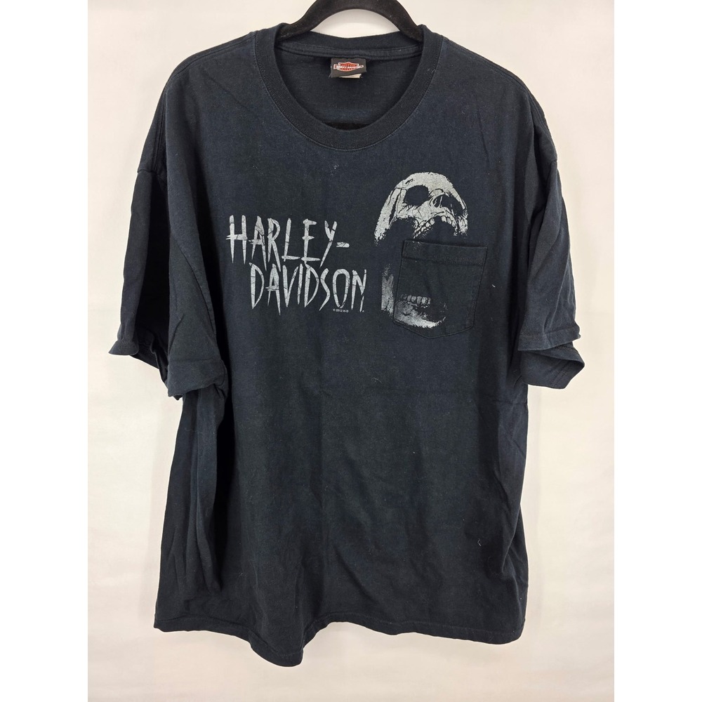 Harley-Davidson Pensacola FL Skull Graphic Pocket T-Shirt Mens 2XL Black 2012